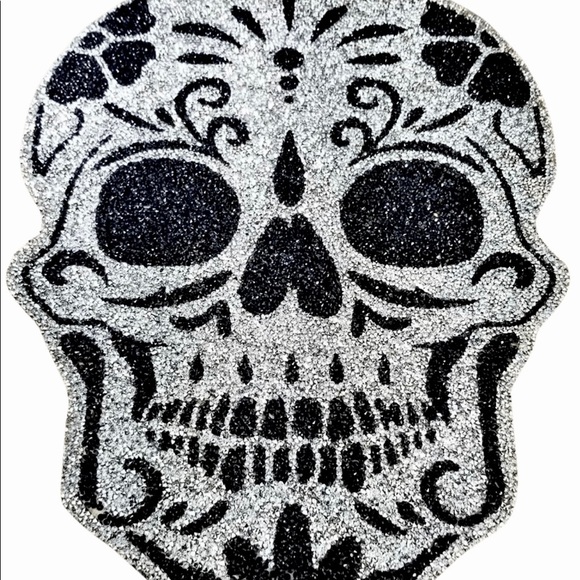 Halloween Rhinestone Sparkles Luminous Sugar Skull Placemat Charger Tablescaping - Picture 3 of 3